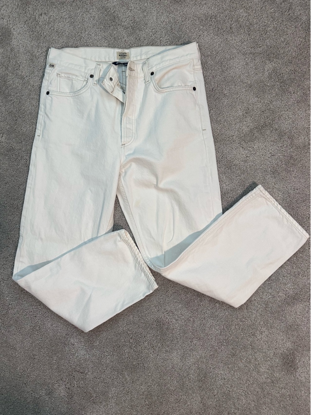 Citizens Of Humanity White Straight Leg Jeans